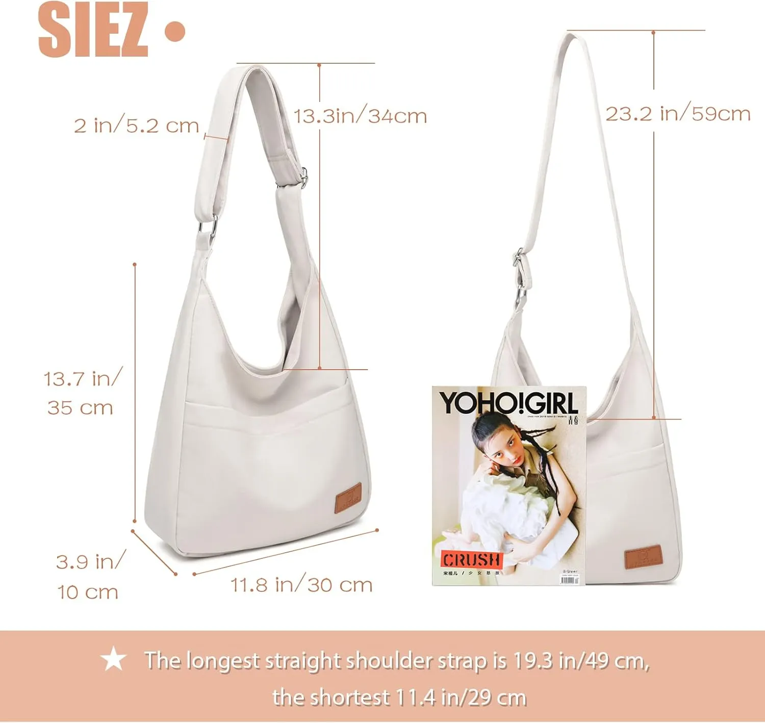 MYHOZEE Canvas Tote Bag, Large Hobo Bags for Women Aesthetic Shoulder Purses Cute Simple Crossbody Purse