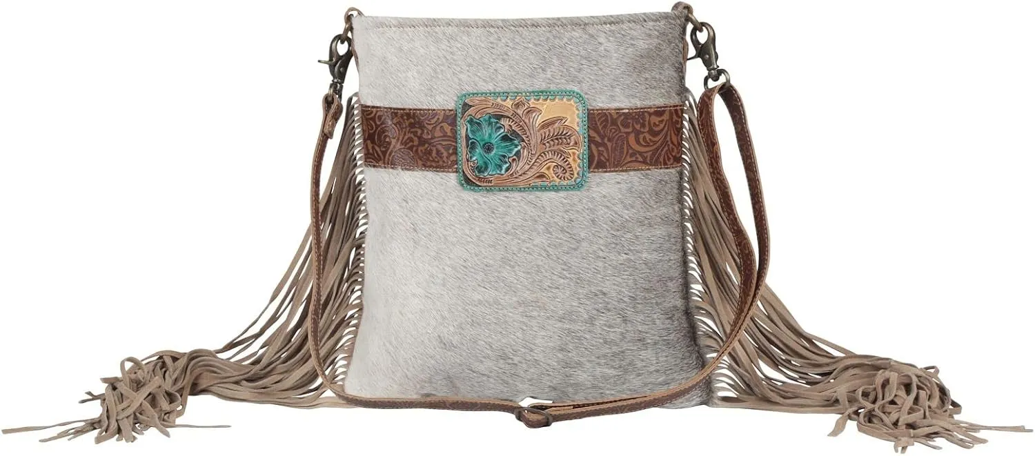 Myra Bag Gray Slate Hand-Tooled Bag S-4336
