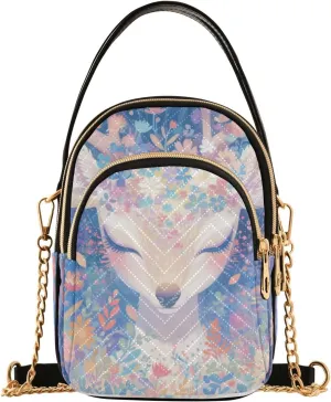 Mysterious Lovely White Deer with Daisy Flowers trendy women's crossbody with multi pockets womens handbags for fall