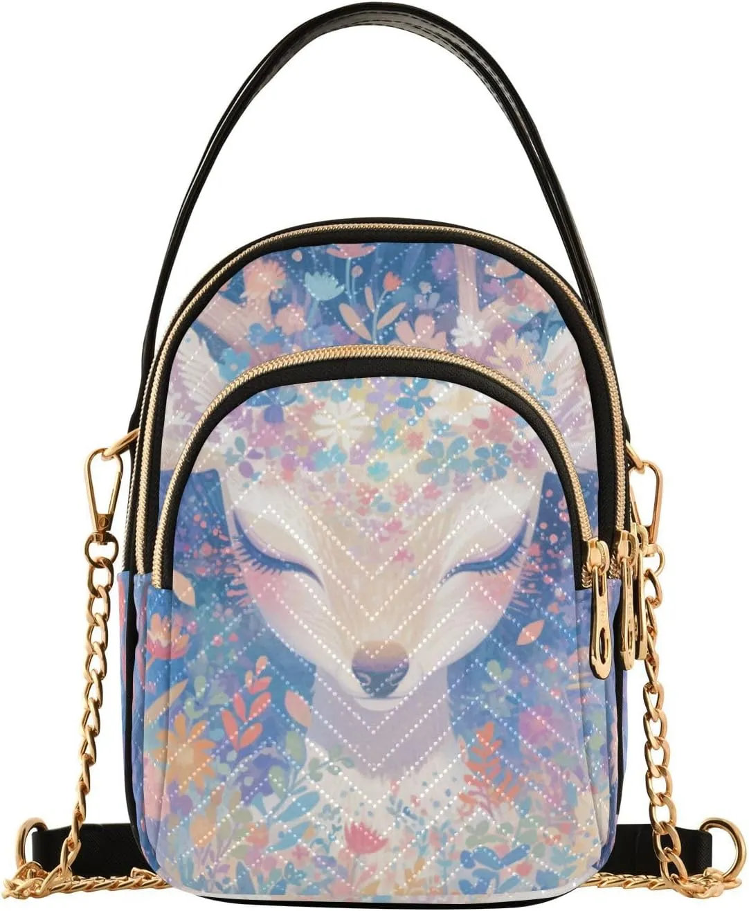 Mysterious Lovely White Deer with Daisy Flowers trendy women's crossbody with multi pockets womens handbags for fall