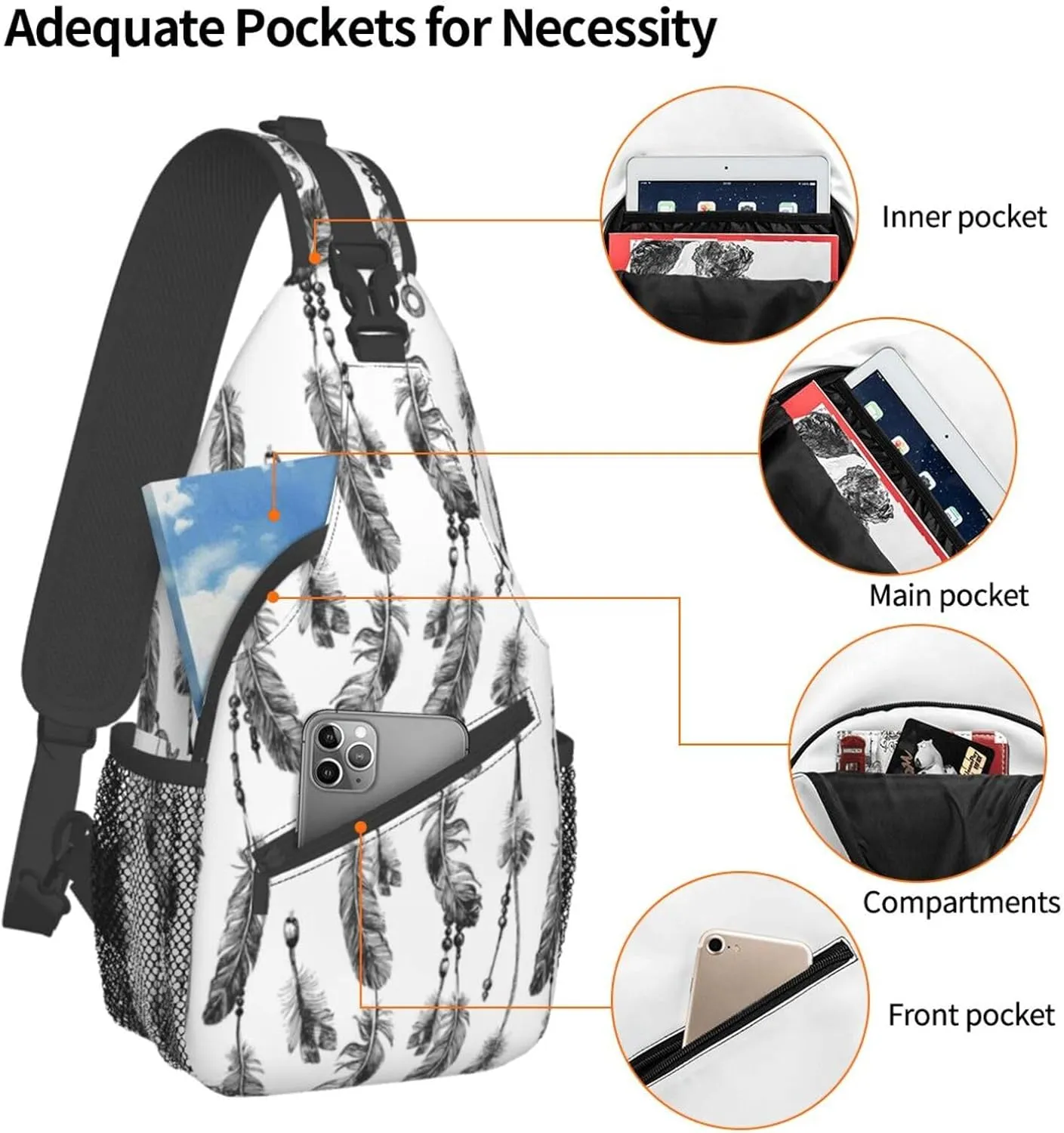 Native American Crossbody Sling Backpack Travel Hiking Daypack For Men Women Shoulder Bag For Climbing Cycling
