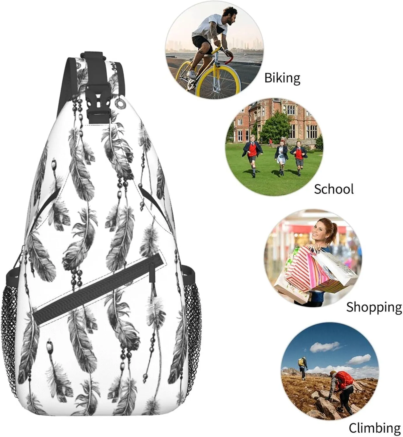 Native American Crossbody Sling Backpack Travel Hiking Daypack For Men Women Shoulder Bag For Climbing Cycling