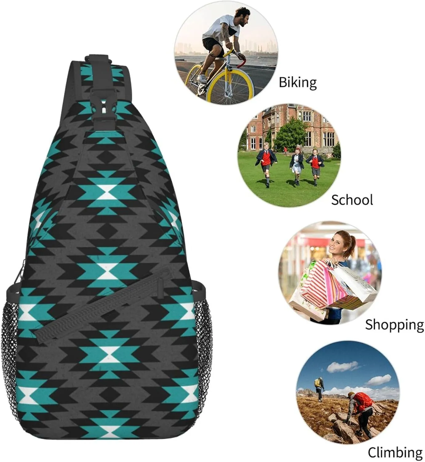Native American Crossbody Sling Backpack Travel Hiking Daypack For Men Women Shoulder Bag For Climbing Cycling