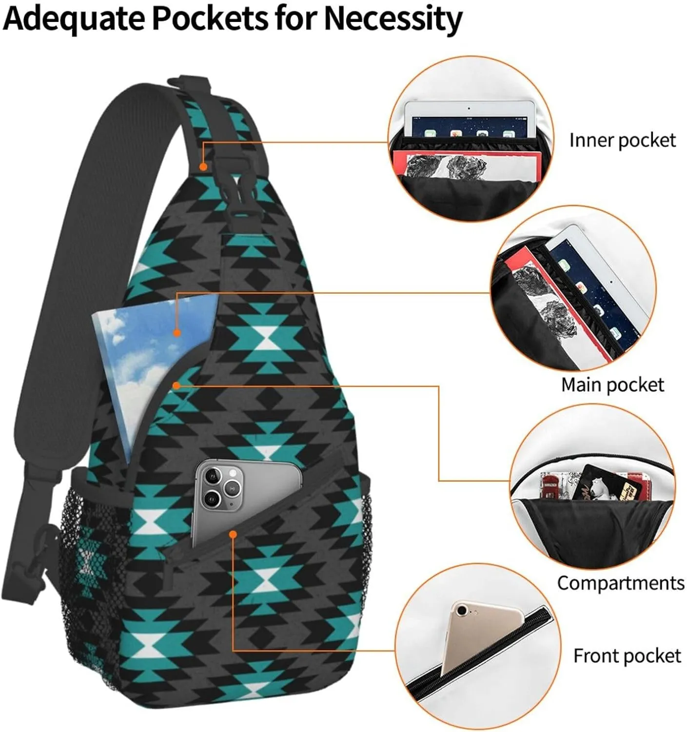 Native American Crossbody Sling Backpack Travel Hiking Daypack For Men Women Shoulder Bag For Climbing Cycling