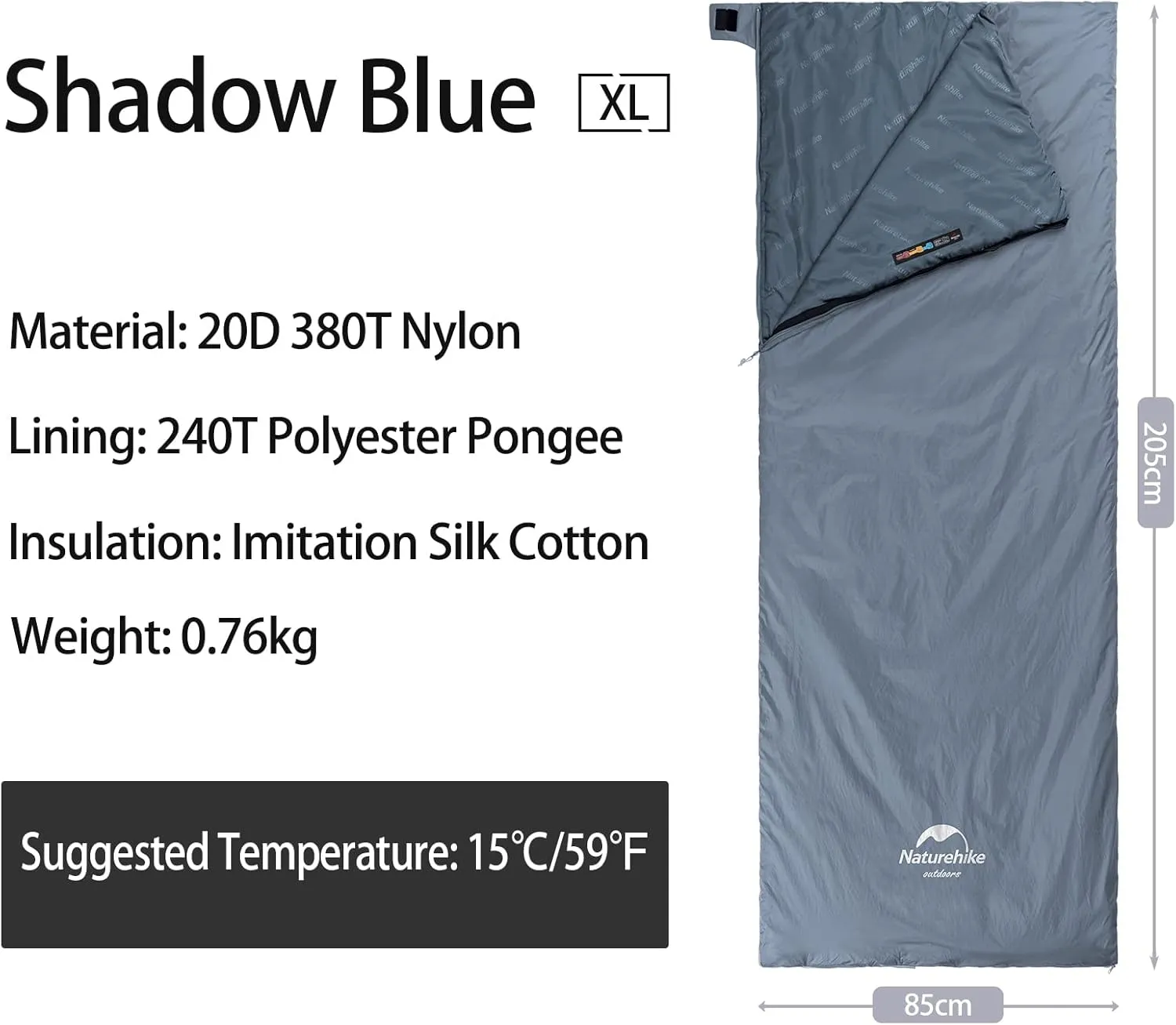 Naturehike Lightweight Sleeping Bag - Compact, Ultralight, Envelope Backpacking Bag - Portable, Waterproof, Comfortable With Compression Sack for 3 Season Camping, Traveling, Hiking