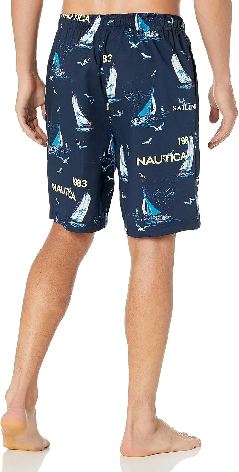 Nautica Men's Soft Woven 100% Cotton Elastic Waistband Sleep Pajama Short
