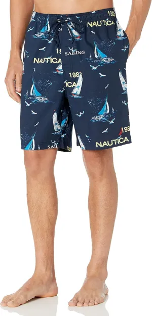Nautica Men's Soft Woven 100% Cotton Elastic Waistband Sleep Pajama Short