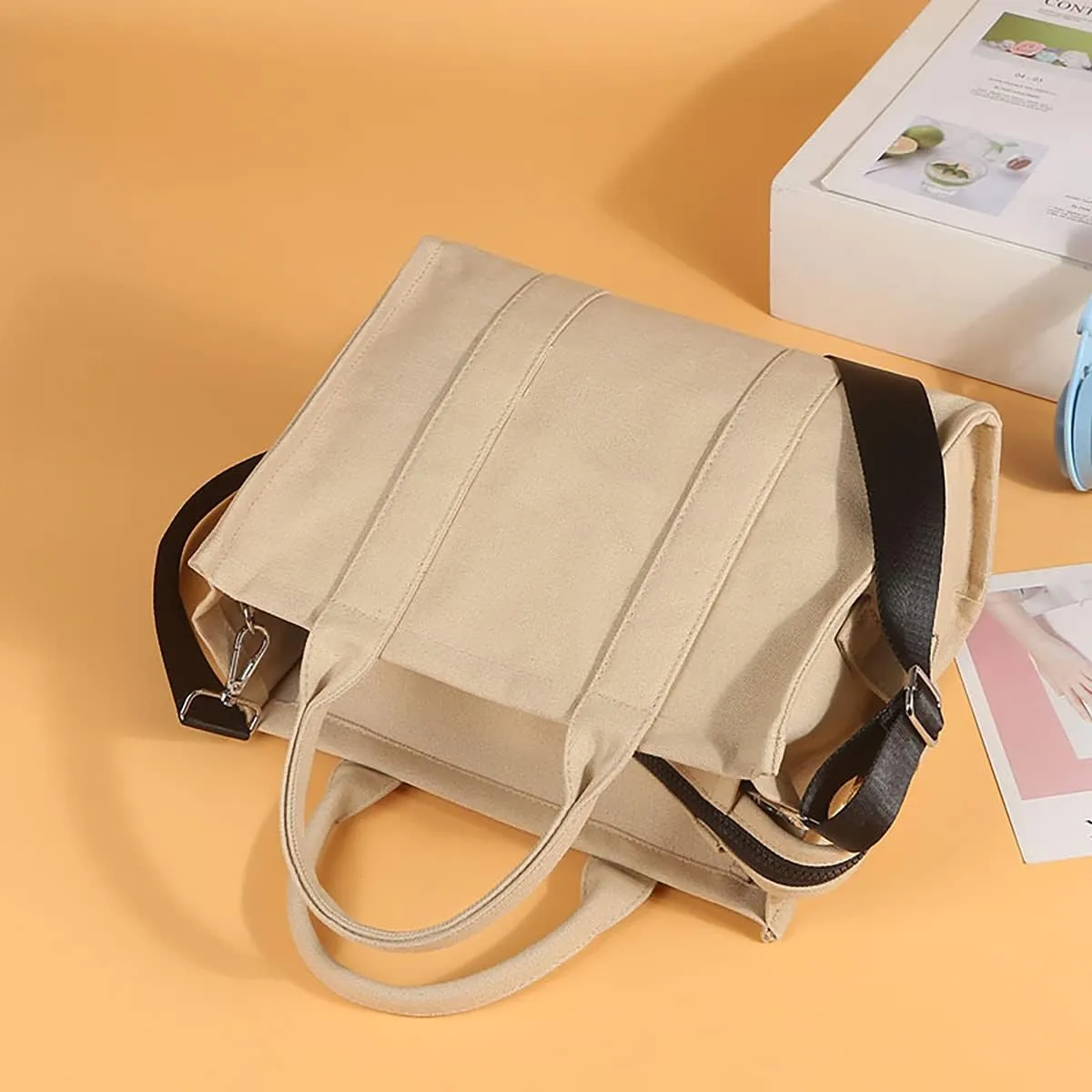 NCDUANSAN Large Canvas Tote Bag Simple one-Shoulder Shopping Bag Lady Letter Printing Commuter Fashion Messenger Handbag