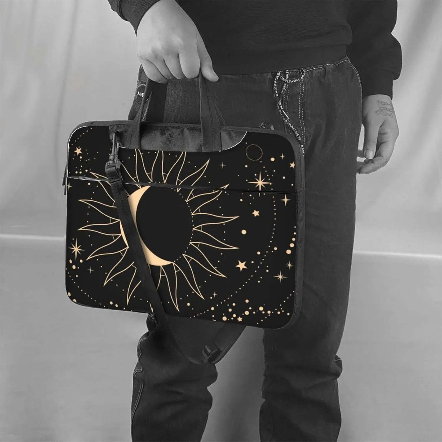 Neon Skull Glowing Eyes Laptop Bag Classic Slim Briefcase Messenger Bag, Spacious, Ergonomic