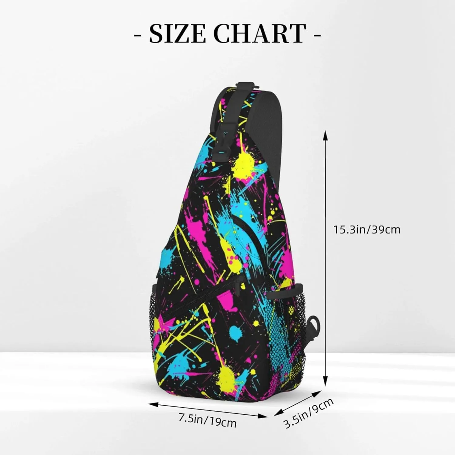 Neon Splatter ink Crossbody bags for women Men Sling Bag Travel Chest Backpack Leisure Sports Outdoor Running Hiking