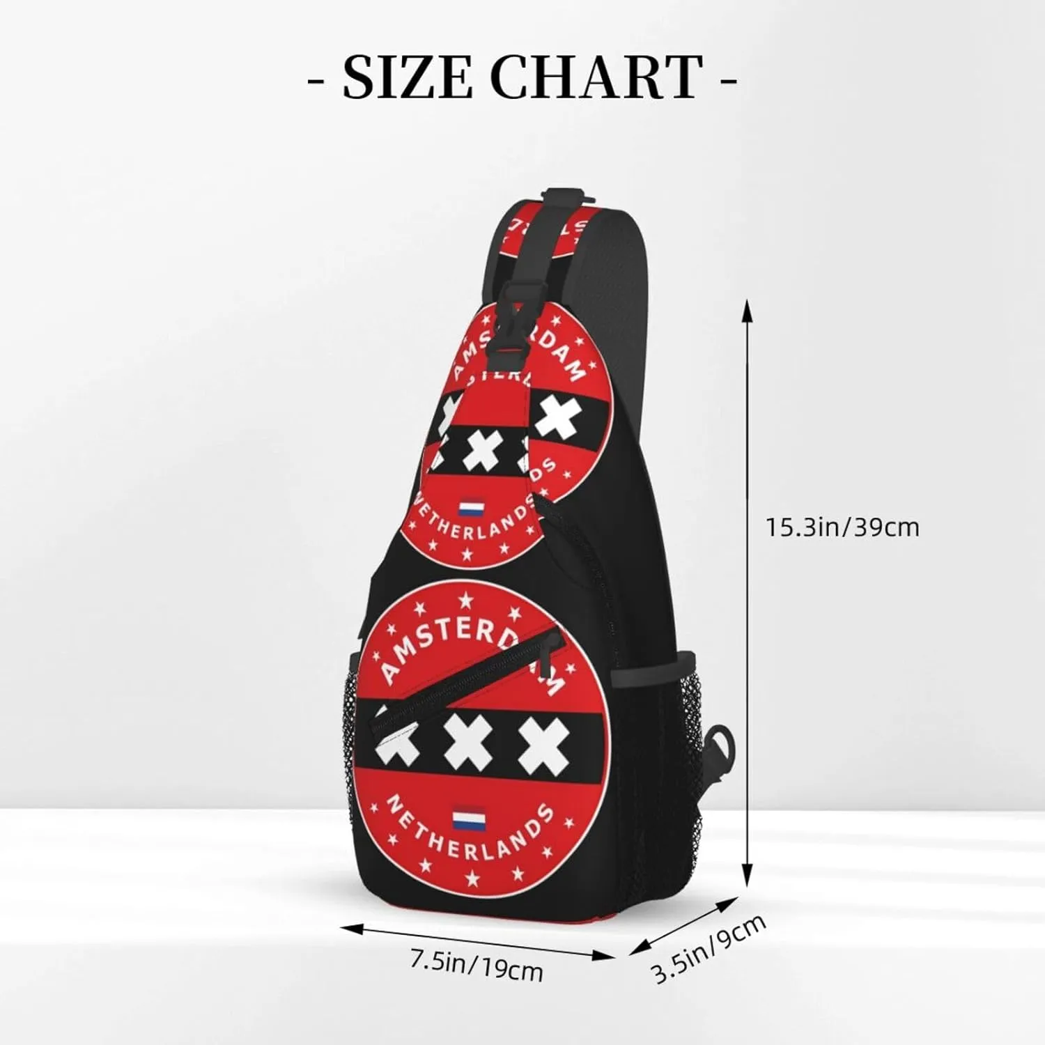 Netherlands Amsterdam Flag Circle Crossbody Bag Cross Chest Bag Adjustable Sling Backpack Sports Gym Shoulder Bags Travel Cycling Daypack Diagonally Casual Rucksack