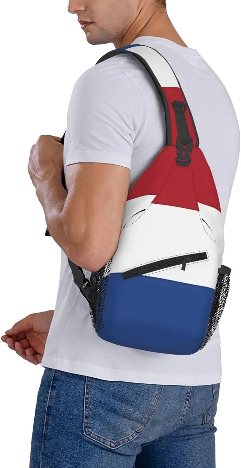 Netherlands Holland Flag Crossbody Bag Cross Chest Bag Adjustable Sling Backpack Sports Gym Shoulder Bags Travel Cycling Daypack Diagonally Casual Rucksack