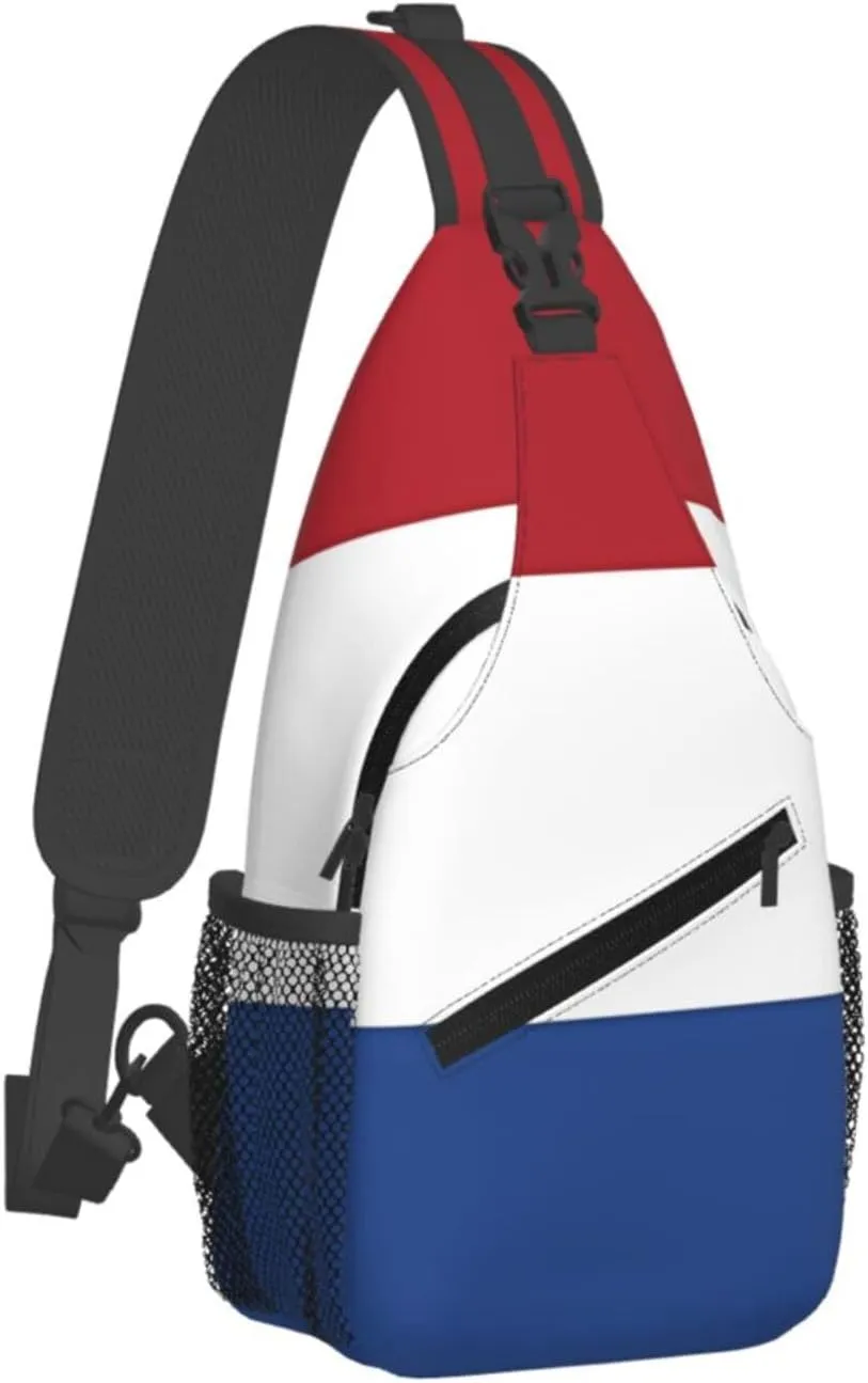 Netherlands Holland Flag Crossbody Bag Cross Chest Bag Adjustable Sling Backpack Sports Gym Shoulder Bags Travel Cycling Daypack Diagonally Casual Rucksack