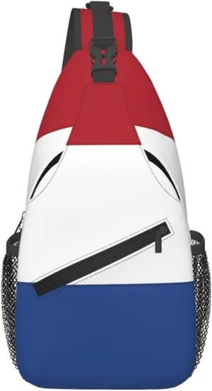 Netherlands Holland Flag Crossbody Bag Cross Chest Bag Adjustable Sling Backpack Sports Gym Shoulder Bags Travel Cycling Daypack Diagonally Casual Rucksack