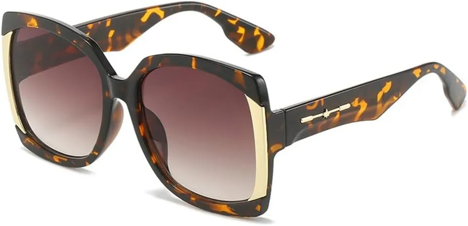 New 2025 Popular Sunglasses For Women Men Gradient Frame Vintage Luxury Purple Shades UV400 Female Green Sun Glasses,leopard,o