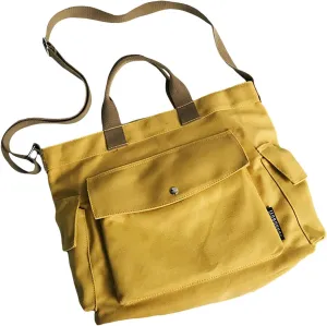 New Canvas Solid Color Simple Fashion One Shoulder Messenger Bag Bag for Men Shoulder Bags (Yellow, One Size)