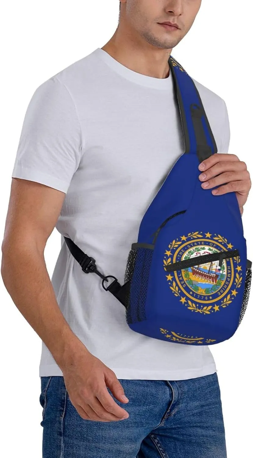 New Hampshire Crossbody Sling Bag For Women Men State Of New Hampshire Flag Chest Bag Shoulder Bag Sling Backpack Casual Travel Hiking Daypack