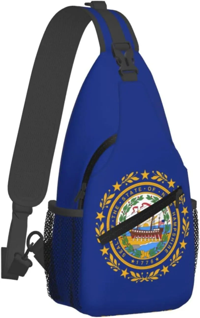 New Hampshire Crossbody Sling Bag For Women Men State Of New Hampshire Flag Chest Bag Shoulder Bag Sling Backpack Casual Travel Hiking Daypack