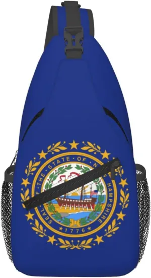 New Hampshire Crossbody Sling Bag For Women Men State Of New Hampshire Flag Chest Bag Shoulder Bag Sling Backpack Casual Travel Hiking Daypack