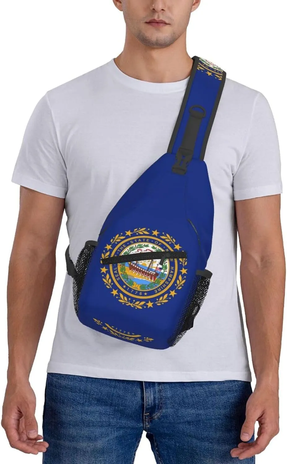 New Hampshire Crossbody Sling Bag For Women Men State Of New Hampshire Flag Chest Bag Shoulder Bag Sling Backpack Casual Travel Hiking Daypack
