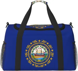 New Hampshire state flag print Large Canvas Travel Duffel Bag Weekender Bags for Women Overnight Bag Carry On Tote Bag