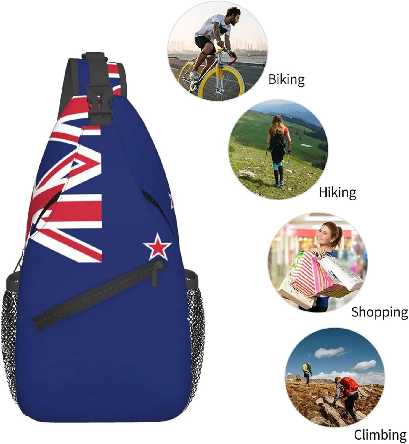 New Zealand Flag Print Lightweight Sling Small Shoulder Bag - Chic Cross Chest Bag With Adjustable Strap