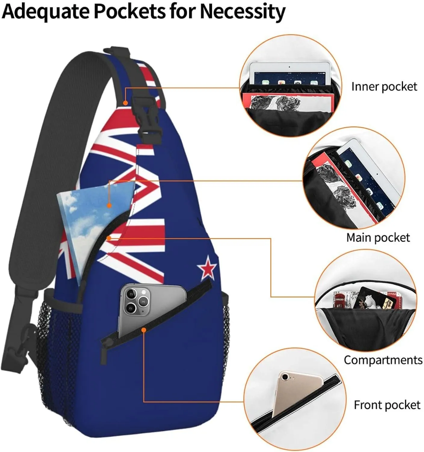 New Zealand Flag Print Lightweight Sling Small Shoulder Bag - Chic Cross Chest Bag With Adjustable Strap