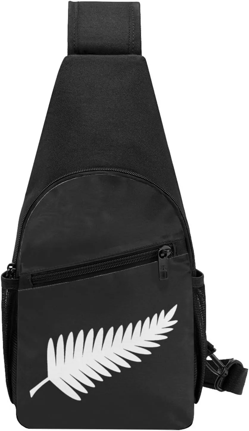 New Zealand Maori Fern Sling Bag Crossbody Backpack Shoulder Casual Daypack Bags for Men Women