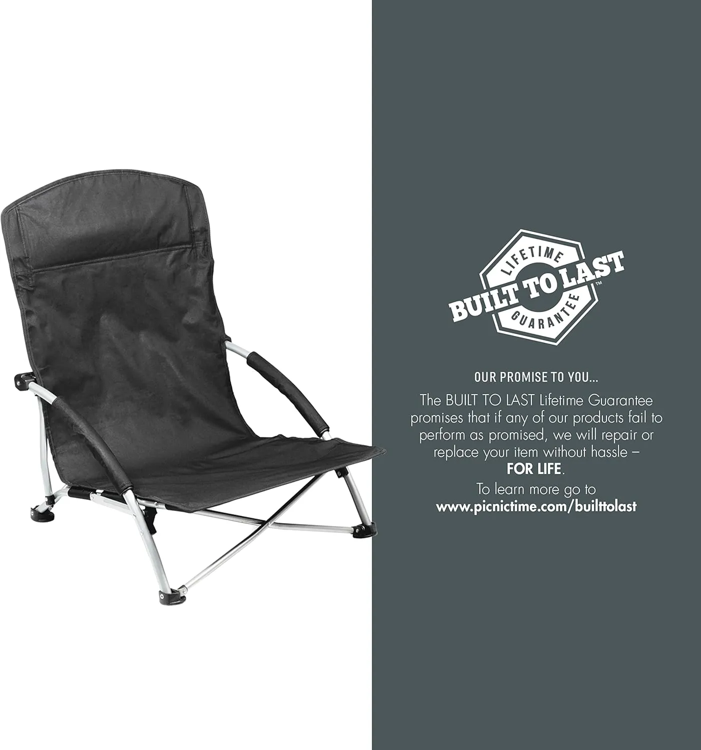 NFL Tranquility Beach Chair with Carry Bag, Low Beach Chair for Adults, Low Lawn Chair