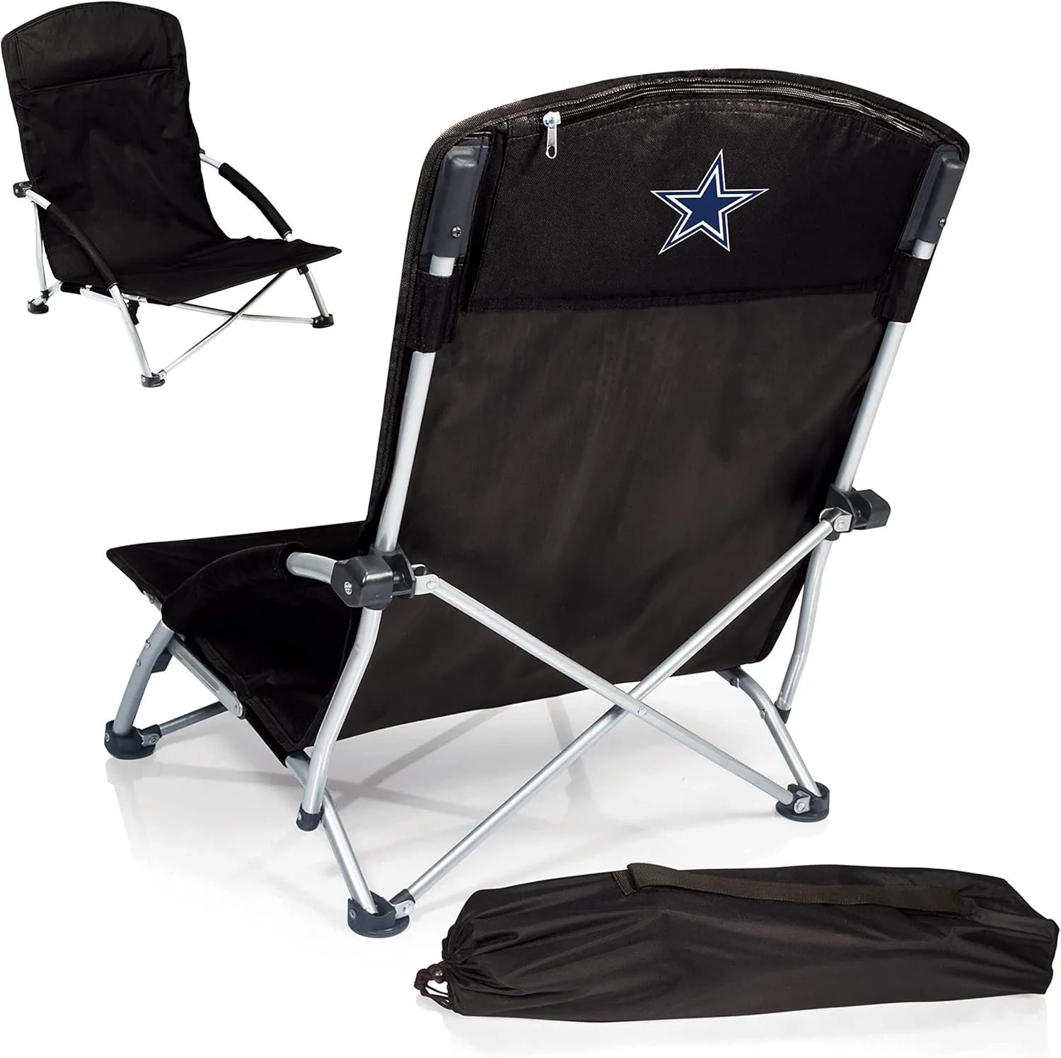 NFL Tranquility Beach Chair with Carry Bag, Low Beach Chair for Adults, Low Lawn Chair