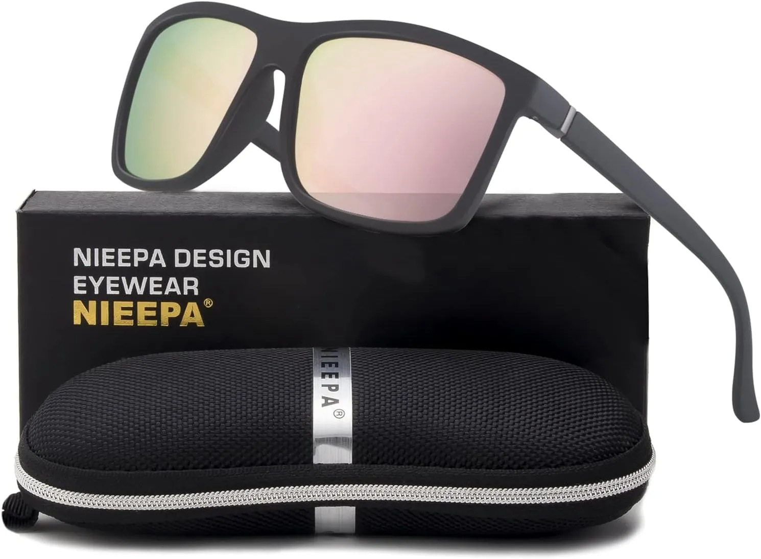 NIEEPA Men's Sports Polarized Sunglasses Square Frame Glasses NP1007