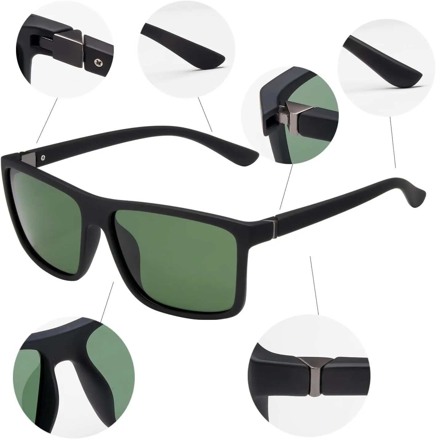 NIEEPA Men's Sports Polarized Sunglasses Square Frame Glasses NP1007