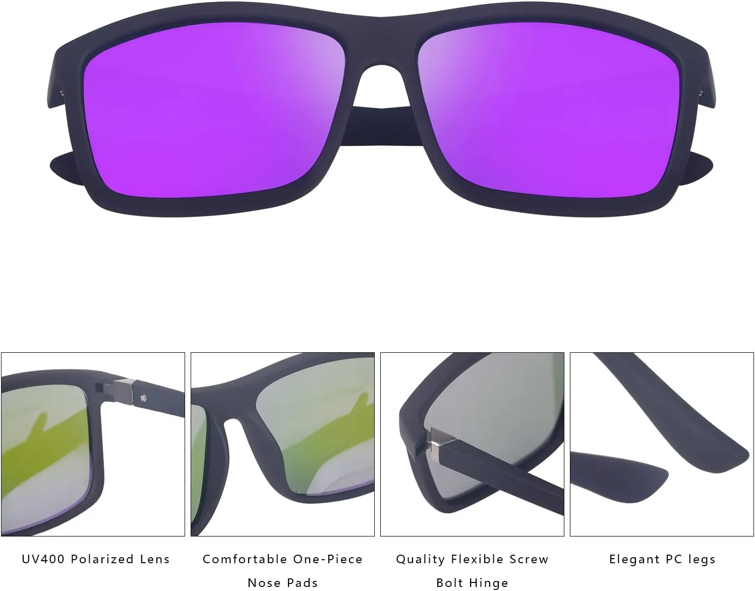 NIEEPA Men's Sports Polarized Sunglasses Square Frame Glasses NP1007