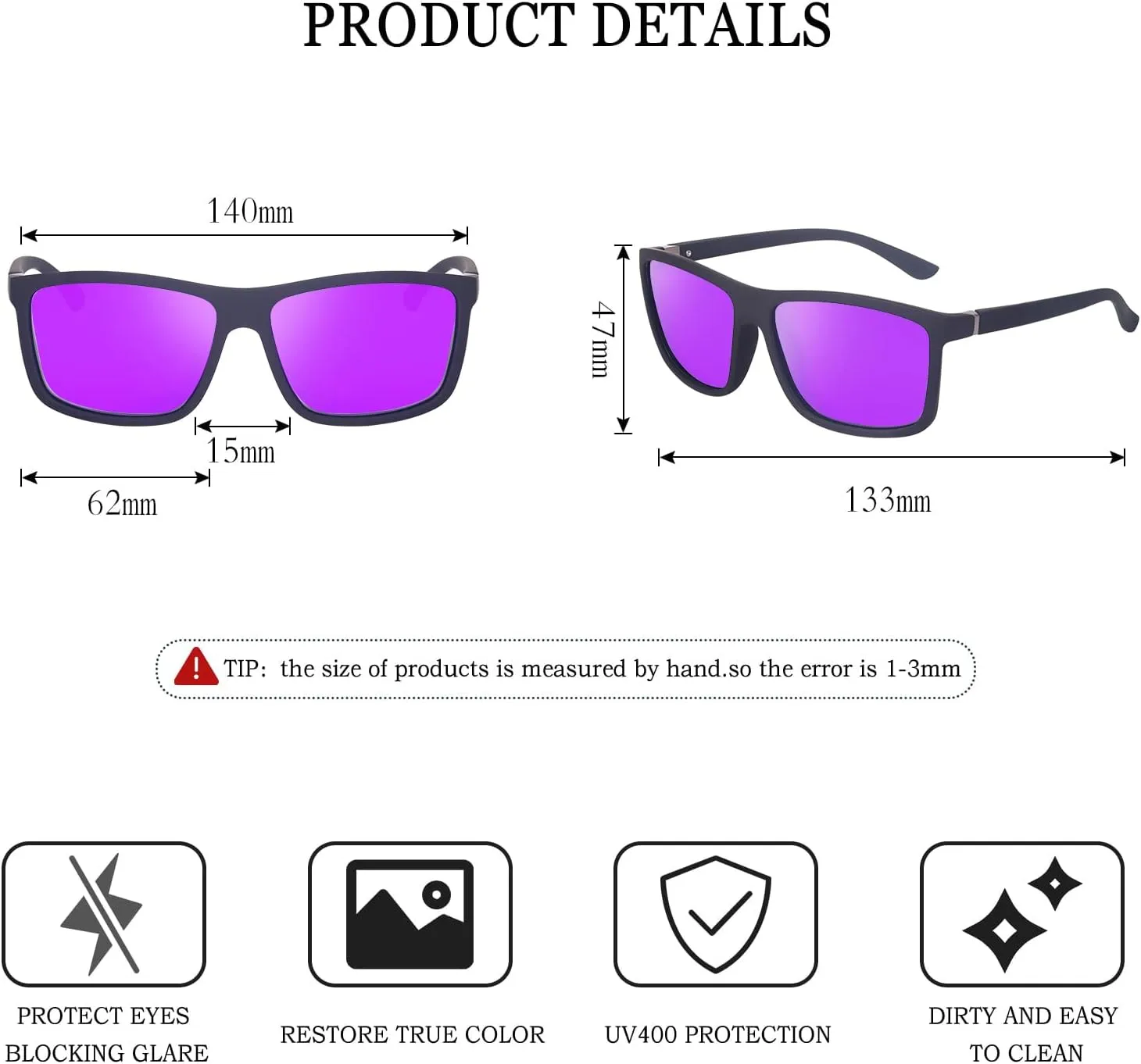 NIEEPA Men's Sports Polarized Sunglasses Square Frame Glasses NP1007
