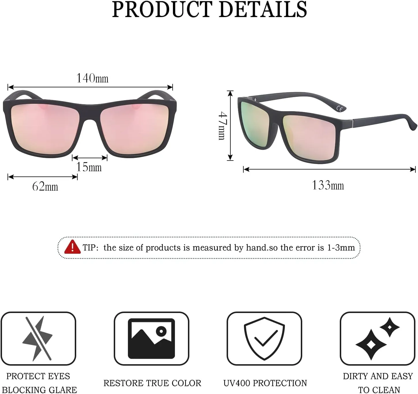 NIEEPA Men's Sports Polarized Sunglasses Square Frame Glasses NP1007