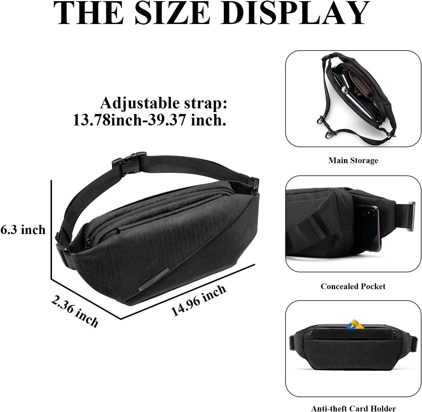 NIID Mens Sling Bags Crossbody, 3.5L Small Chest Shoulder Fanny Pack Cross Body Bag Men, Water-resistant Lightweight Everyday Carry Casual EDC Bag for Tactical (Black)