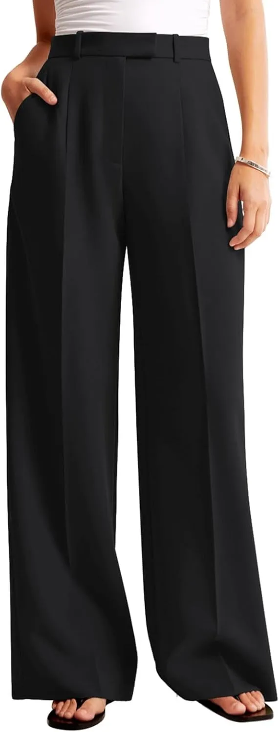 NIMIN Women Wide Leg Pants High Waisted Dressy Work Trousers Business Casual Palazzo Pants with Pockets