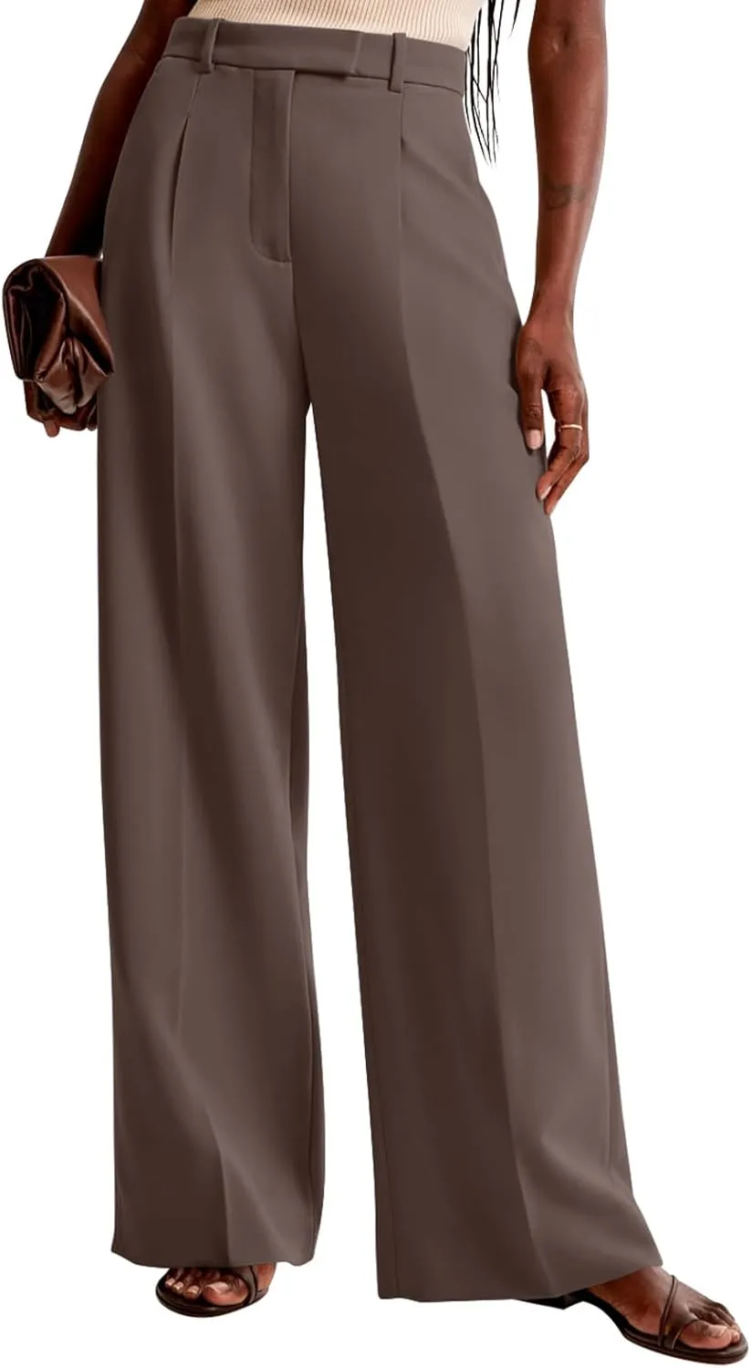 NIMIN Women Wide Leg Pants High Waisted Dressy Work Trousers Business Casual Palazzo Pants with Pockets
