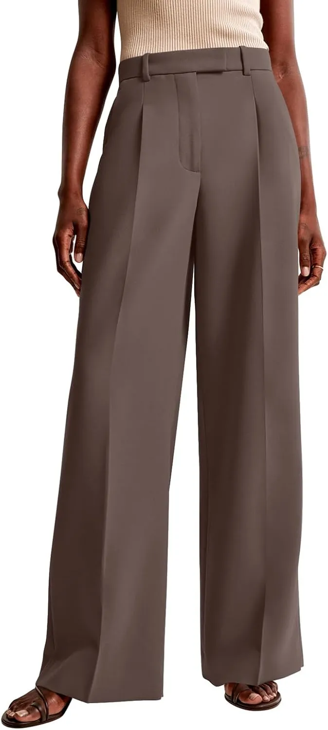 NIMIN Women Wide Leg Pants High Waisted Dressy Work Trousers Business Casual Palazzo Pants with Pockets