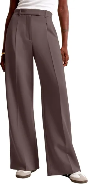 NIMIN Women Wide Leg Pants High Waisted Dressy Work Trousers Business Casual Palazzo Pants with Pockets