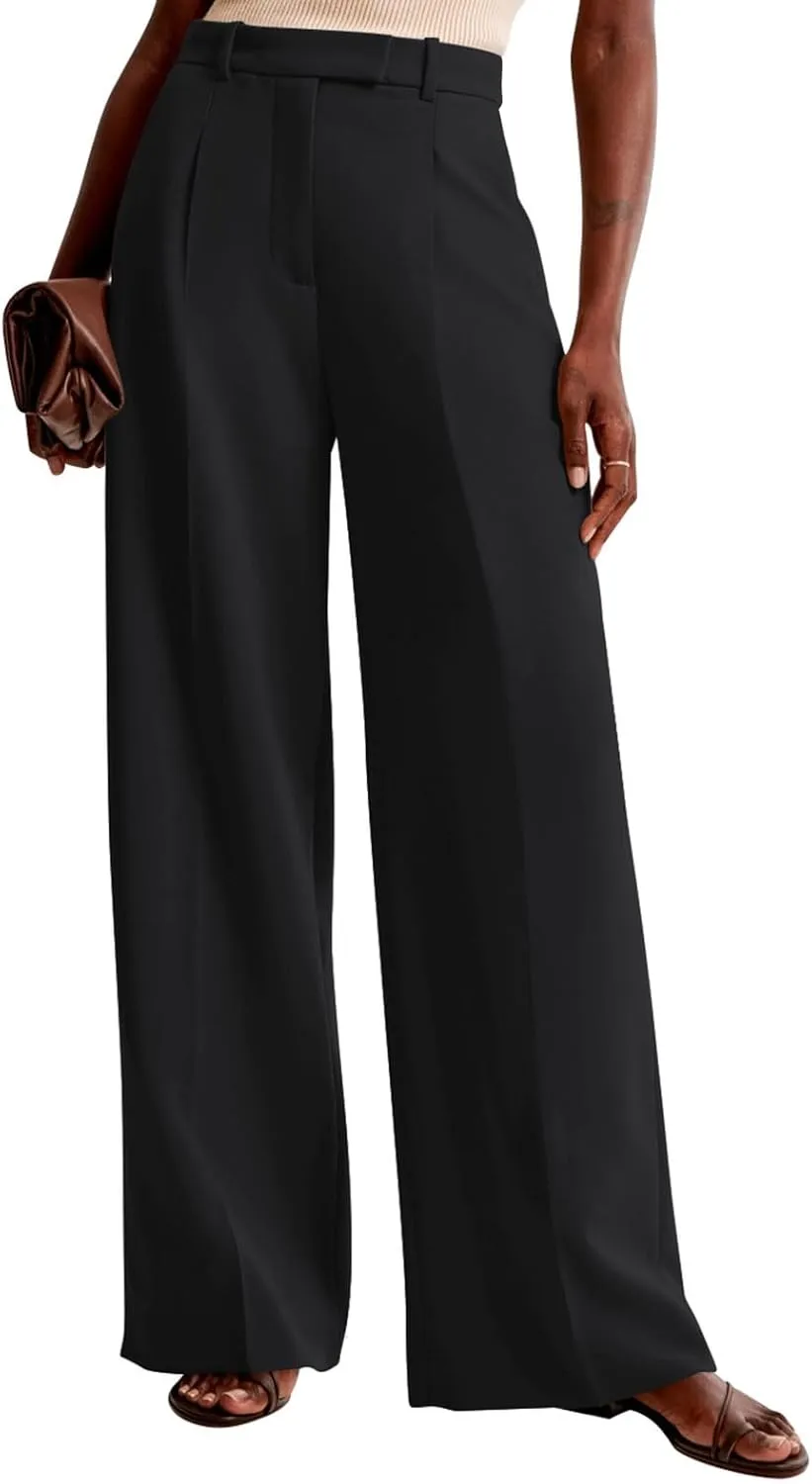 NIMIN Women Wide Leg Pants High Waisted Dressy Work Trousers Business Casual Palazzo Pants with Pockets