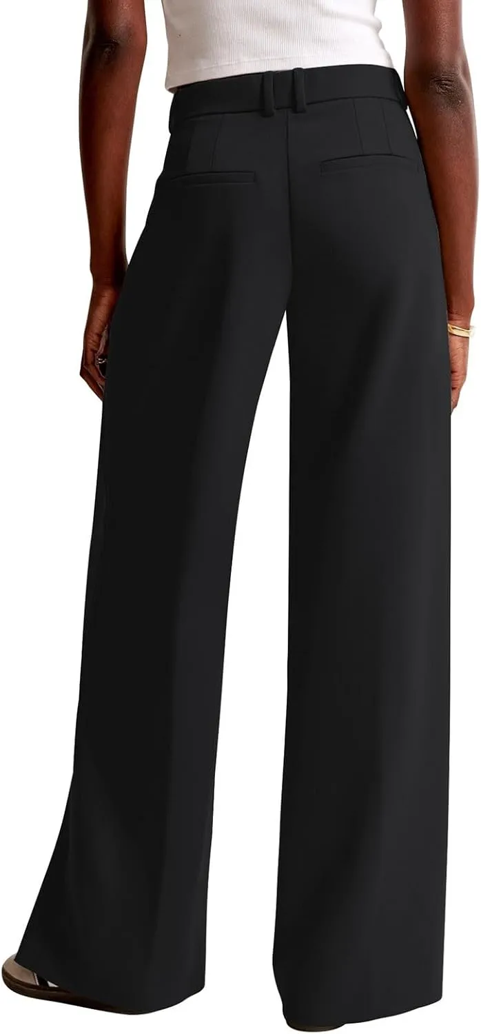 NIMIN Women Wide Leg Pants High Waisted Dressy Work Trousers Business Casual Palazzo Pants with Pockets