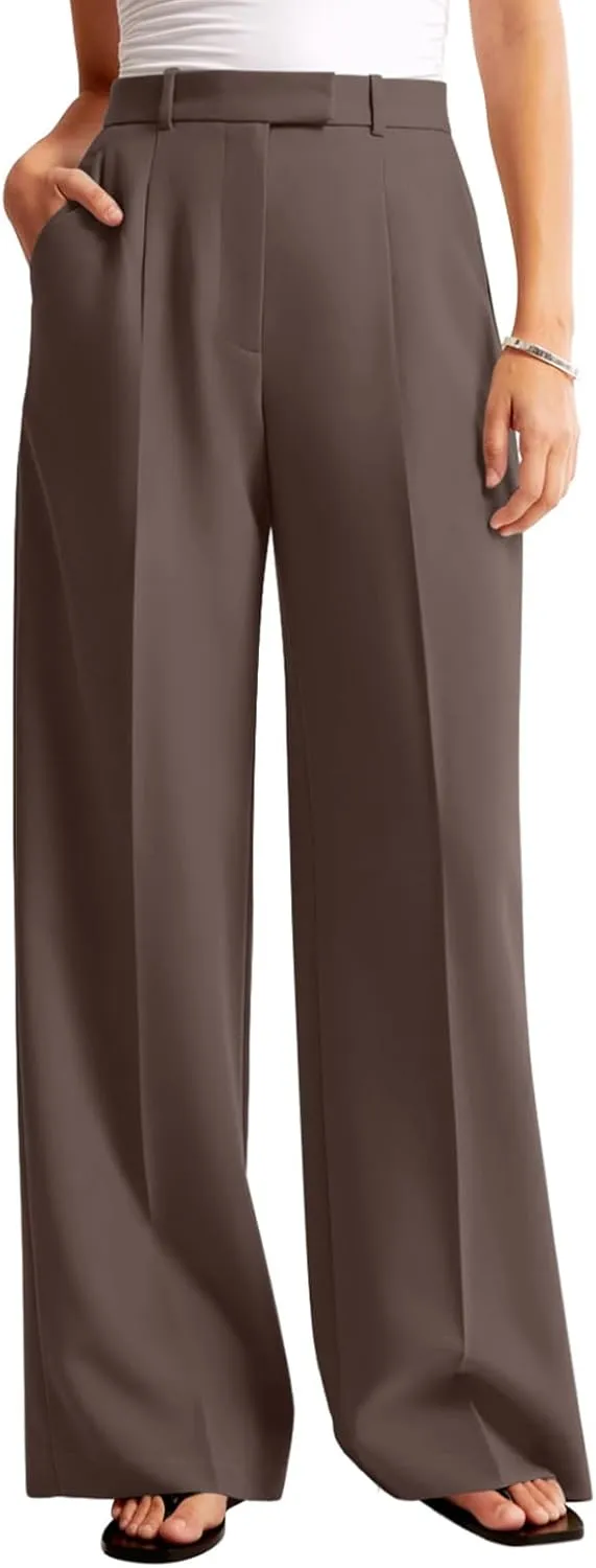 NIMIN Women Wide Leg Pants High Waisted Dressy Work Trousers Business Casual Palazzo Pants with Pockets