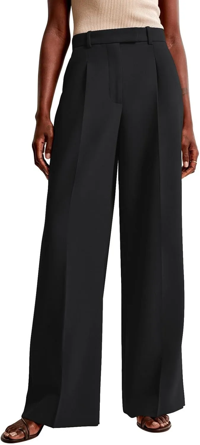NIMIN Women Wide Leg Pants High Waisted Dressy Work Trousers Business Casual Palazzo Pants with Pockets