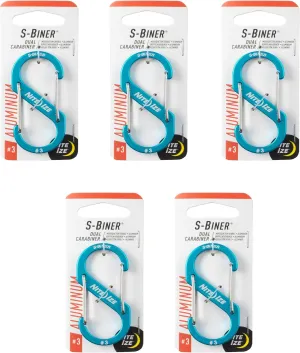 Nite Ize S-Biner Aluminum Dual Carabiner - Size 3 - Blue - 5 Count (5 Pack)