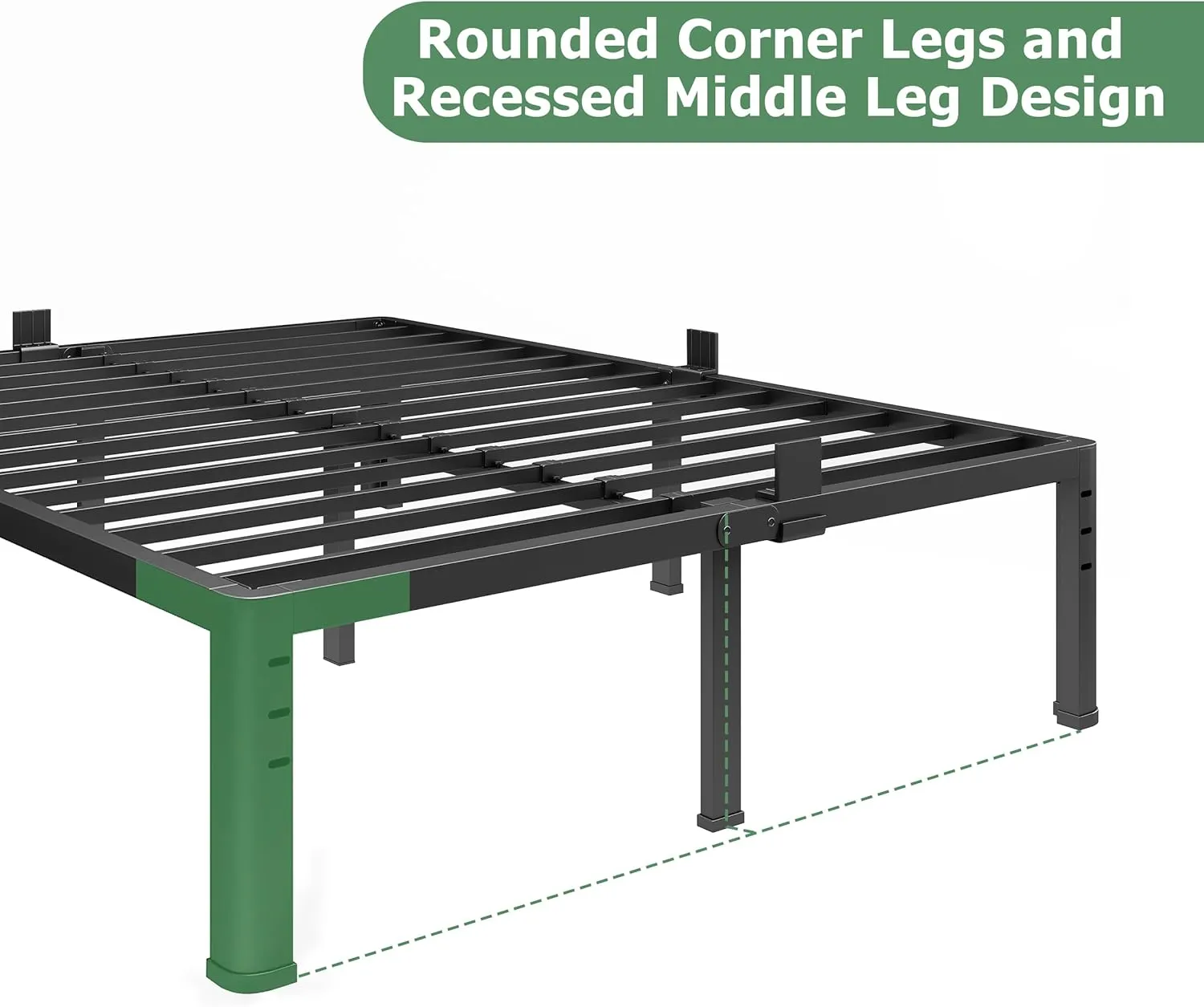 NKZ 18 Inch Metal Platform Bed Frame, King Size Bed Frame with Round Corner Legs, 3,500 lbs Heavy Duty Steel Slats Support, No Box Spring Needed, Easy Assembly, Noise Free