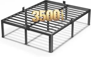 NKZ 18 Inch Metal Platform Bed Frame, King Size Bed Frame with Round Corner Legs, 3,500 lbs Heavy Duty Steel Slats Support, No Box Spring Needed, Easy Assembly, Noise Free