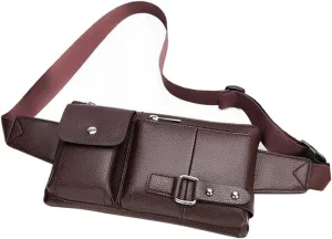 NOLITOY Men Vintage PU Waist Bag Lightweight Crossbody Fanny Pack for Casual Use Stylish Chest Pouch Brown for Travel and Everyday Essentials