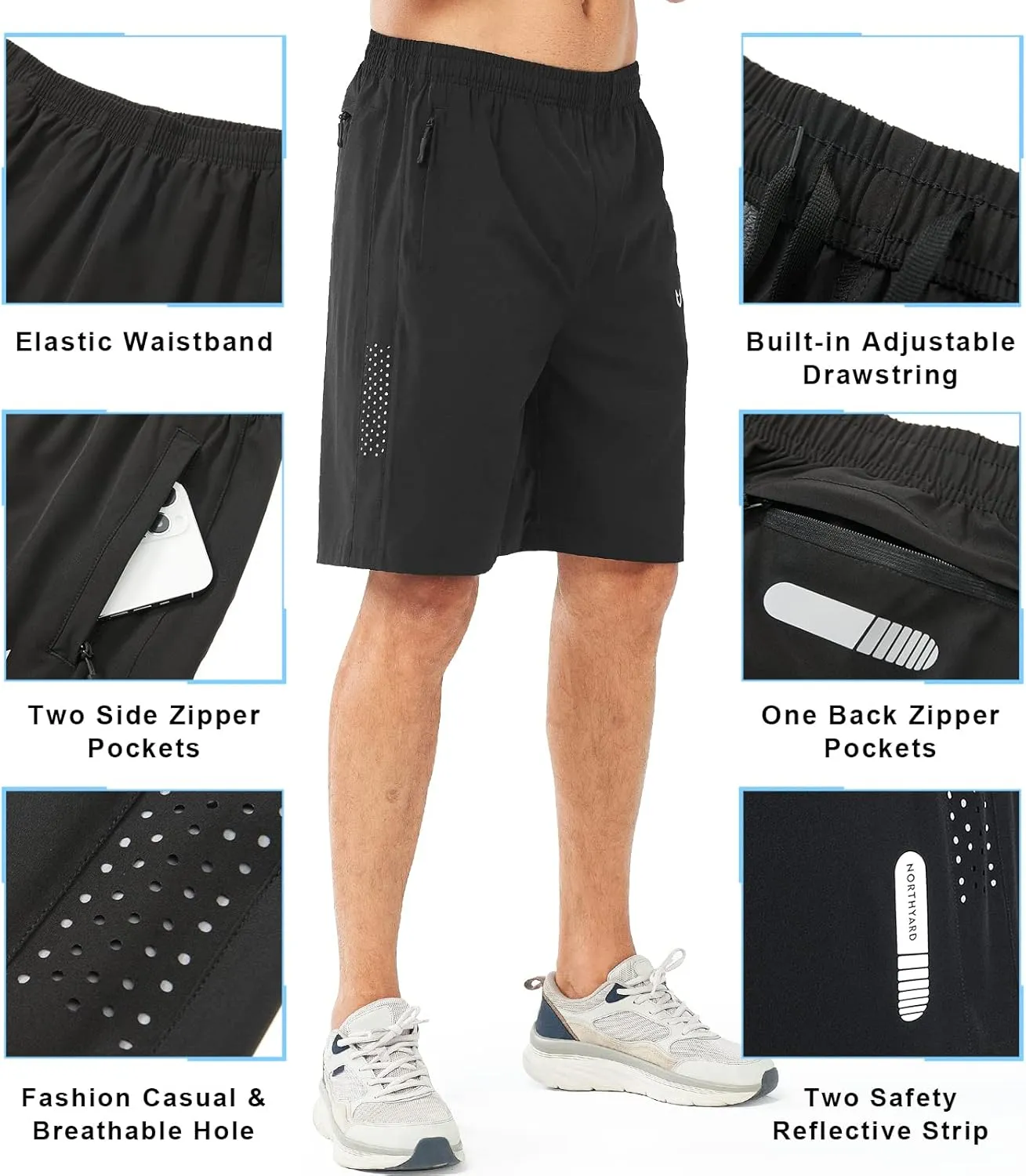 NORTHYARD Men's Athletic Running Shorts Quick Dry Workout Shorts 7"/ 5"/ 9" Lightweight Sports Gym Basketball Tennis Hiking