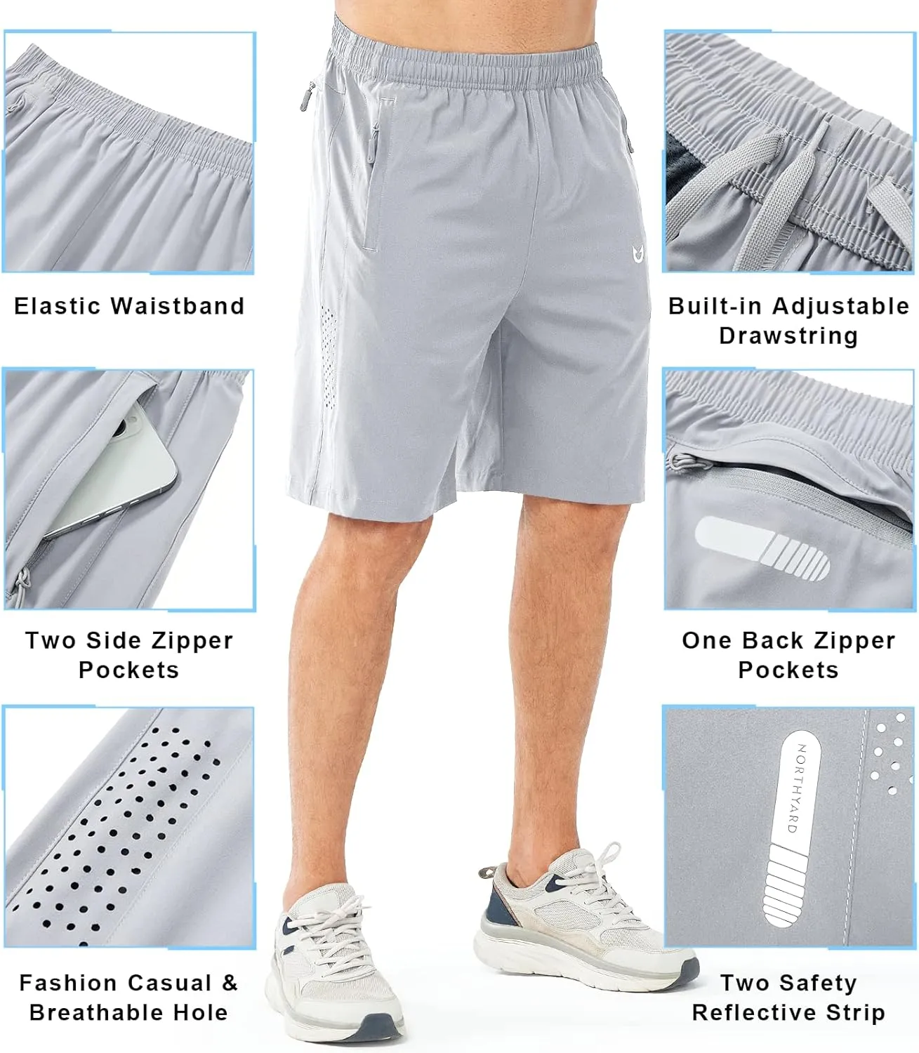 NORTHYARD Men's Athletic Running Shorts Quick Dry Workout Shorts 7"/ 5"/ 9" Lightweight Sports Gym Basketball Tennis Hiking